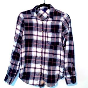 Aeropostale Cozy Plaid Button Down Long Sleeve Pink Black Teal Size Small